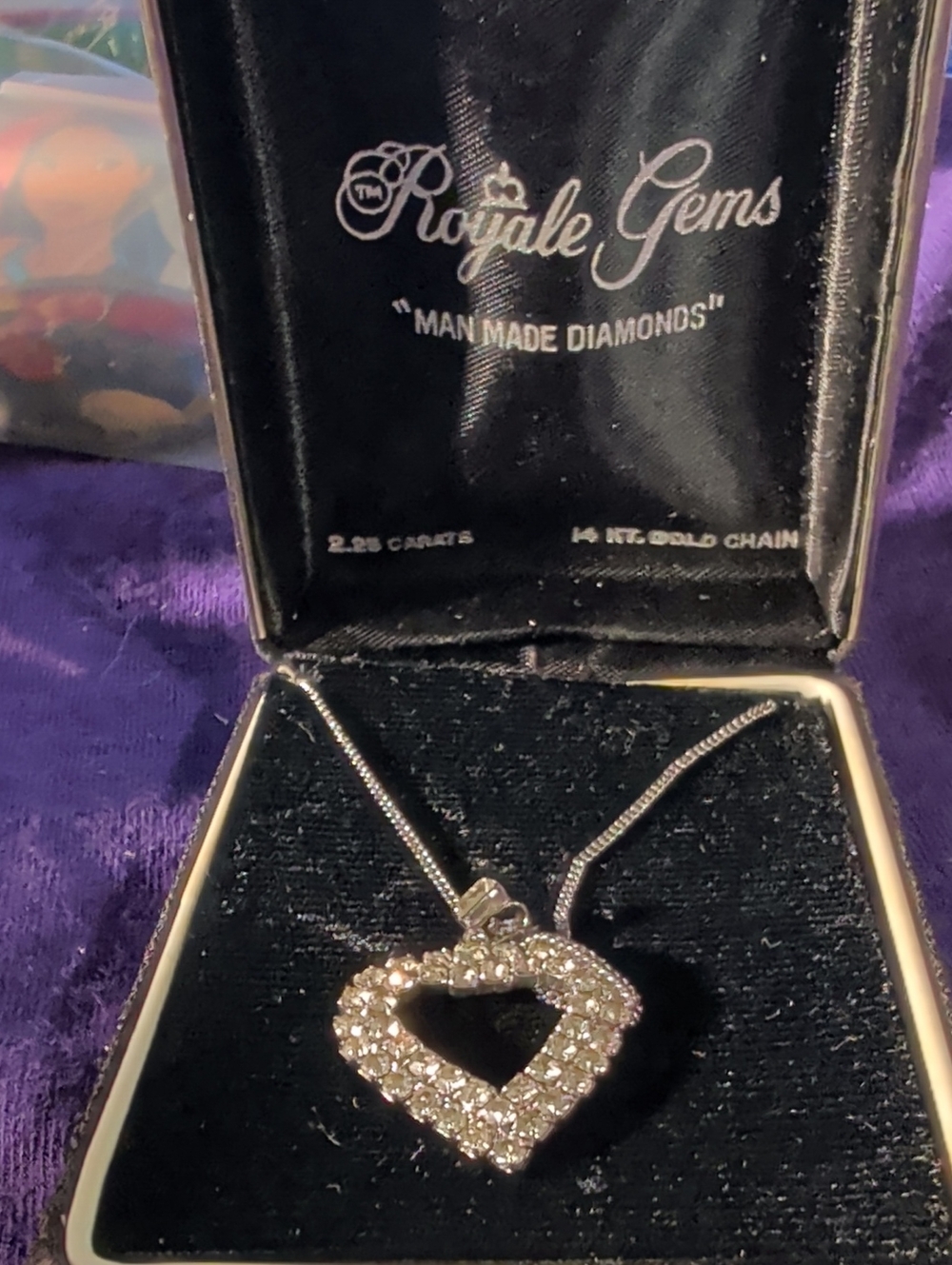 Unique Vintage Silver Heart Pendant Necklace with Clear Stones